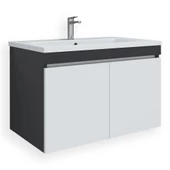 Teta Home Tokyo 80 cm Mdf Banyo Lavabolu Alt Dolap  Antrasit-Beyaz - 1