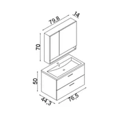 Teta Home Batum 80 Cm Mdf Banyo Dolabı Seti  Antrasit - 5