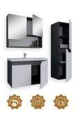 Teta Home Napoli 80 cm Mdf Banyo Dolabı Seti + Boy Dolabı  Antrasit-Beyaz - 2