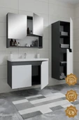 Teta Home Napoli 80 cm Mdf Banyo Dolabı Seti + Boy Dolabı  Antrasit-Beyaz thumbnail 2