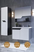 Teta Home Napoli 80 cm Mdf Banyo Dolabı Seti + Boy Dolabı  Antrasit-Beyaz - 1