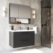 Teta Home Batum 80 Cm Mdf Banyo Dolabı Seti  Antrasit - 1