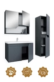 Teta Home Napoli 80 cm Mdf Banyo Dolabı Seti + Boy Dolabı  Antrasit - 2