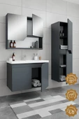 Teta Home Napoli 80 cm Mdf Banyo Dolabı Seti + Boy Dolabı  Antrasit thumbnail 2