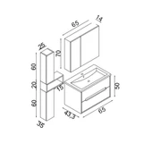 Teta Home Madrid 65 cm MDF Banyo Dolabı Seti ve Boy Dolabı  Sis gri - 5
