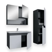 Teta Home Napoli 65 Cm Mdf Banyo Dolabı Seti + Boy Dolabı  Antrasit-Beyaz - 2