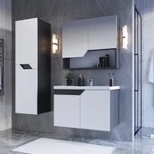 Teta Home Napoli 65 Cm Mdf Banyo Dolabı Seti + Boy Dolabı  Antrasit-Beyaz - 1
