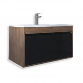 Teta Home Mersin 65 cm Mdf Banyo Lavabolu Alt Dolap  Kafkas Meşe-Siyah - 1