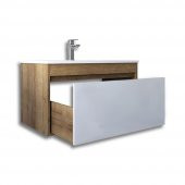 Teta Home Mersin 65 cm Mdf Banyo Lavabolu Alt Dolap  Safir Meşe-Beyaz - 2