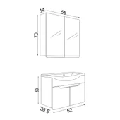 Teta Home Meksika 55cm Mdf Banyo Dolabı Seti  Beyaz-Antrasit - 4