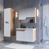 Teta Home Napoli 65 Cm Mdf Banyo Dolabı Seti + Boy Dolabı  Atlantik Çam-Beyaz - 1