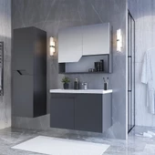 Teta Home Napoli 65 Cm Mdf Banyo Dolabı Seti + Boy Dolabı  Antrasit - 1