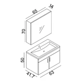 Teta Home Yalova 65 Cm Mdf Banyo Dolabı Seti  Beyaz thumbnail 5