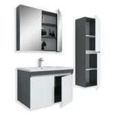Teta Home Tokyo 65 Cm Mdf Banyo Dolabı Seti + Boy Dolabı  Antrasit-Beyaz - 2