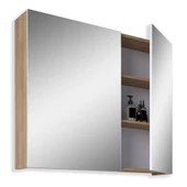 Teta Home Tokyo 80CM Mdf Banyo Üst Aynalı Dolap  Teak-Beyaz - 2