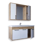 Teta Home Lizbon 100 Cm Mdf Banyo Dolabı Seti  Atlantik Çam-Beyaz - 2