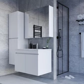 Teta Home Tokyo 80 Cm Mdf Banyo Dolabı Seti +Boy Dolabı  Beyaz - 1