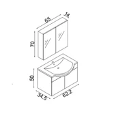 Teta Home Kahire 65 Cm Mdf Banyo Dolabı Seti  Beyaz thumbnail 5