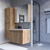 Teta Home Tokyo 80 Cm Mdf Banyo Dolabı Seti +Boy Dolabı  Atlantik Çam - 1
