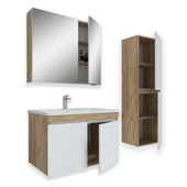 Teta Home Tokyo 80 Cm Mdf Banyo Dolabı Seti +Boy Dolabı  Atlantik Çam-Beyaz - 2