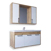 Teta Home Lizbon 100 Cm Mdf Banyo Dolabı Seti  Atlantik Çam-Beyaz - 1