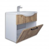 Teta Home Eko 80 cm Mdf Banyo Lavabolu Alt Dolap  Beyaz-Atlantik Çam - 3