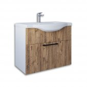 Teta Home Eko 80 cm Mdf Banyo Lavabolu Alt Dolap  Beyaz-Atlantik Çam - 4