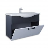 Teta Home Eko 80 cm Mdf Banyo Lavabolu Alt Dolap  Antrasit-Beyaz - 3