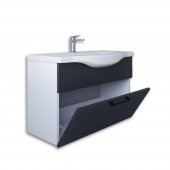 Teta Home Eko 80 cm Mdf Banyo Lavabolu Alt Dolap  Beyaz-Antrasit - 2