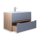 Teta Home Madrid 65 cm Mdf Banyo Lavabolu Alt Dolap  Teak-Sis Gri thumbnail 2
