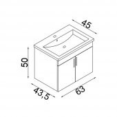 Teta Home Prag 65 cm Mdf Banyo Lavabolu Alt Dolap  Beyaz-Atlantik Çam - 4