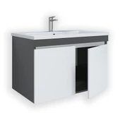 Teta Home Tokyo 65 cm Mdf Banyo Lavabolu Alt Dolap  Antrasit-Beyaz - 2