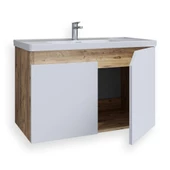 Teta Home Napoli 65 Cm Mdf Banyo Lavabolu Alt Dolap  Atlantik Çam-Beyaz thumbnail 2