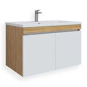 Teta Home Tokyo 65 cm Mdf Banyo Lavabolu Alt Dolap  Teak-Beyaz - 1
