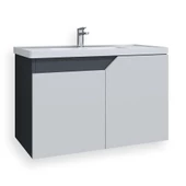 Teta Home Napoli 80 Cm Mdf Banyo Lavabolu Alt Dolap  Antrasit-Beyaz - 1