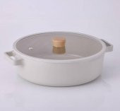 Neoflam Döküm Tencere Cam Kapaklı Fika Kısa 30cm Bej - 1