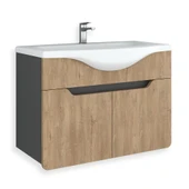 Teta Home Meksika 80 cm Mdf Banyo Lavabolu Alt Dolap  Antrasit-Kafkas Meşe thumbnail 5