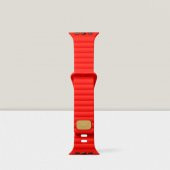 Cosmostech Akıllı Saat Watch için Uyumlu 42MM 44MM 45MM 49MM 1/2/3/4/5/6/se/7/8/ultra Silikon Kordon ve Kayışı Dalgalı Şerit Tasarım Kırmızı - 1