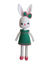 Yeşil Renk Şirin Tavşan Uyku Arkadaşı Amigurumi Organik Oyuncak - 1