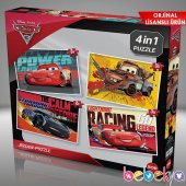 Disney Cars Arabalar 4 Adet Yapboz 24-35-54-70 Parçalı 4 ü 1 Arada Puzzle - 1
