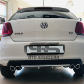 Volkswagen Polo MK5 Difüzör Arka Tampon Eki 4 Egzoz Çıkışlı Gri Lüx Tip - 2