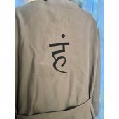 Ham Nakışlı Oversize Keten Kısa Ceket Kimono / Kaftan Haki Rengi - 2