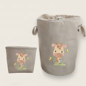 Erkek Zürafa Nakışlı Bez Oyuncak & Kirli Sepet Seti - 1