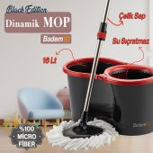Black Edition Mikrofiber Süper 360 Otomatik Temizlik Seti Kova Mop Set Banyo Paspas Yer Vileda 16 Lt - 1