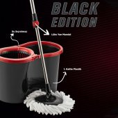 Black Edition Mikrofiber Süper 360 Otomatik Temizlik Seti Kova Mop Set Banyo Paspas Yer Vileda 16 Lt - 2