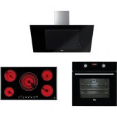 Teka Elektrikli Ocaklı Siyah Ankastre Set (Dvt 98660 Davlumbaz-Tr 951 Elektrikli Ocak-Hak 627 Bk Fırın) - 1
