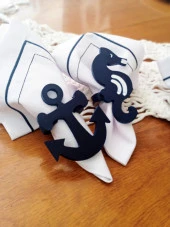 4'lü Çapa, Dümen, Denizatı, Yelkenli Peçete Halkası & Yüzüğü Seti - 3