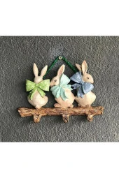 Paskalya Üçlü Tavşan Askılık Pastel - 1