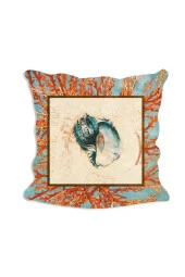 Mercan Desen Turuncu Mavi Deniz Kabukları Seri No : 2 Yastık & Kırlent & Kırlent Kılıfı - 1