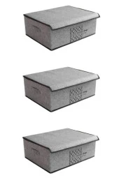 Flosoft 3 ADET Keçe Kapaklı Baza Hurcu, Çok Amaçlı Düzenleyici Organizer 50x40x19 Cm GRİ thumbnail 2